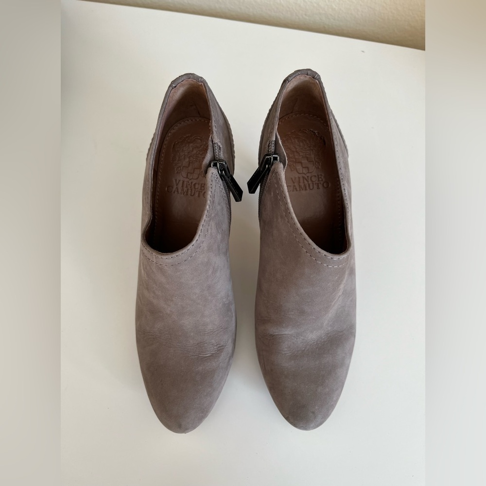 Grey suede booties